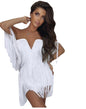 V-neck suspender shoulder length open back tassel elegant temperament bandage dress