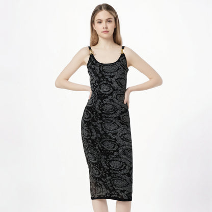 Show off your figure with a waistband knitted dress sexy spicy girl jacquard dress