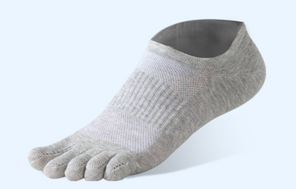 1 Paar Fünf-Finger-Kurzsocken aus reiner 100% Baumwolle Uni-Sex schweißabsorbierend, antibakteriell, atmungsaktiv, Mesh-Bootssocken, Laufsport-Zehensocken