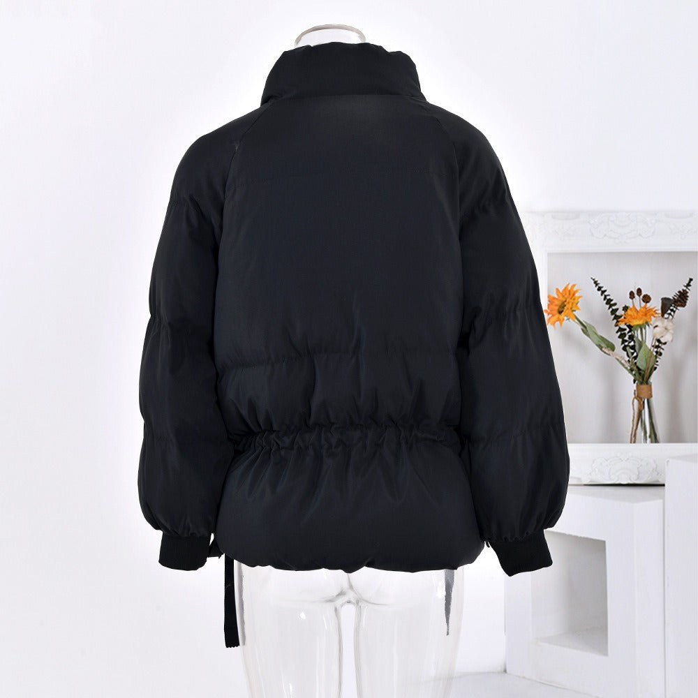 Stand up collar waist cinching Korean version cotton jacket winter warm cotton jacket