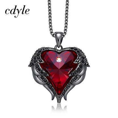 Cdyle Angel Wings Necklace Crystals from Swarovski Necklaces Fashion Jewelry For Women Heart Of Angel Mother's Day Gifts