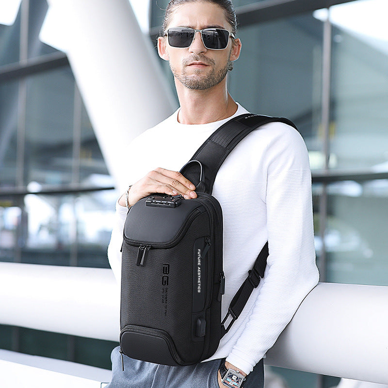 BANGE New Chest Bag Men's Business Anti-Theft Shoulder Bag Technology USB Lightweight Outdoor Men's Messenger Chest Bag