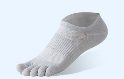 1 Paar Fünf-Finger-Kurzsocken aus reiner 100% Baumwolle Uni-Sex schweißabsorbierend, antibakteriell, atmungsaktiv, Mesh-Bootssocken, Laufsport-Zehensocken