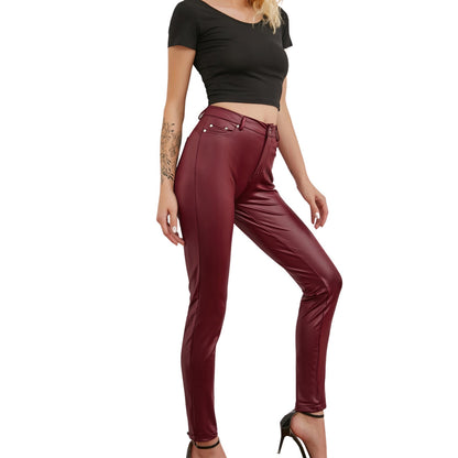 New European and American Women's Casual Pants Leggings PU Leather Pants