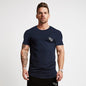 Sport T Shirt Men Cotton O-Neck Gym Training T shirt men Elastic tight Running T shirt Sport Bodybuilding Fitness shirt