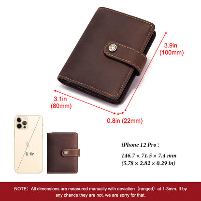 Crazy Horse Leather Men's Coin Purse RFID Anti-magnetic Short Wallet European and American Retro Zipper Leather Card Holder for Men