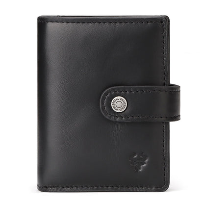 New Men's Leather Card Holder RFID Antimagnetic Short Wallet Retro Zipper Automatic Card Holder