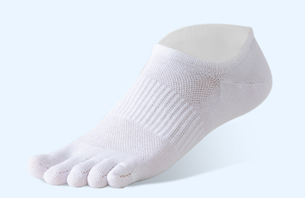 1 Paar Fünf-Finger-Kurzsocken aus reiner 100% Baumwolle Uni-Sex schweißabsorbierend, antibakteriell, atmungsaktiv, Mesh-Bootssocken, Laufsport-Zehensocken