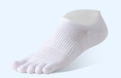 1 Paar Fünf-Finger-Kurzsocken aus reiner 100% Baumwolle Uni-Sex schweißabsorbierend, antibakteriell, atmungsaktiv, Mesh-Bootssocken, Laufsport-Zehensocken