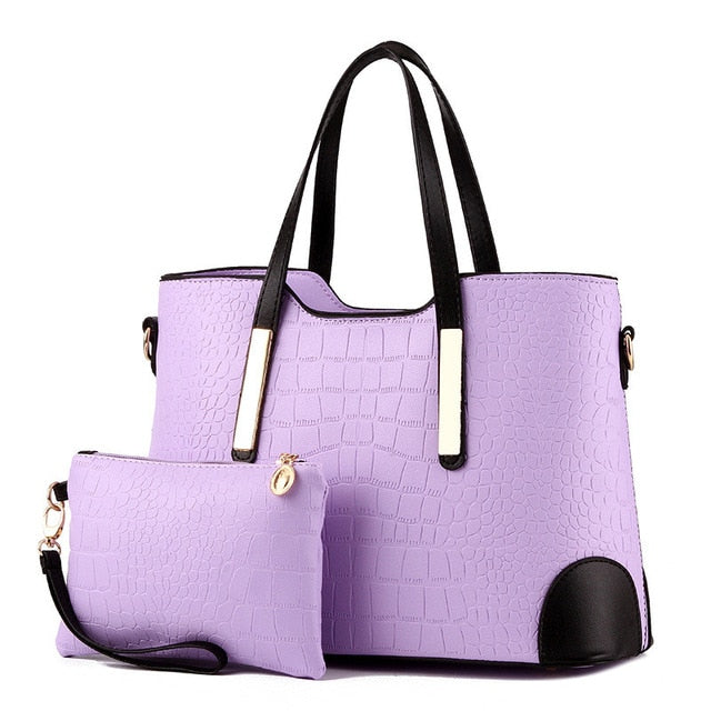 Women Bag Vintage Messenger Bags Shoulder Handbag Women Top-Handle Crocodile Pattern Composite Bag