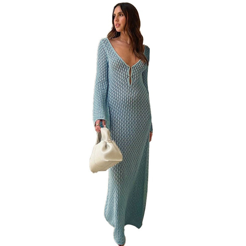 V-neck beach skirt, versatile beach cover up, elegant and sophisticated beach sun protection suit