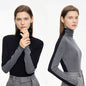 Double sided high neck knitted wool sweater women's color blocked knitted sweater temperament