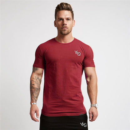 Sport T Shirt Men Cotton O-Neck Gym Training T shirt men Elastic tight Running T shirt Sport Bodybuilding Fitness shirt