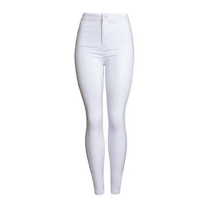 Women`s High Waist White Basic Fashion Stretch Skinny Denim Pants Trousers Jeans