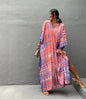 Beach cover up halo dyed flower dress loose vacation beach robe