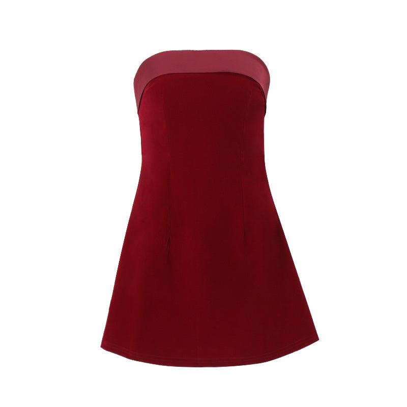 Women's fashion sexy hot girl backless one neck strapless dress for women