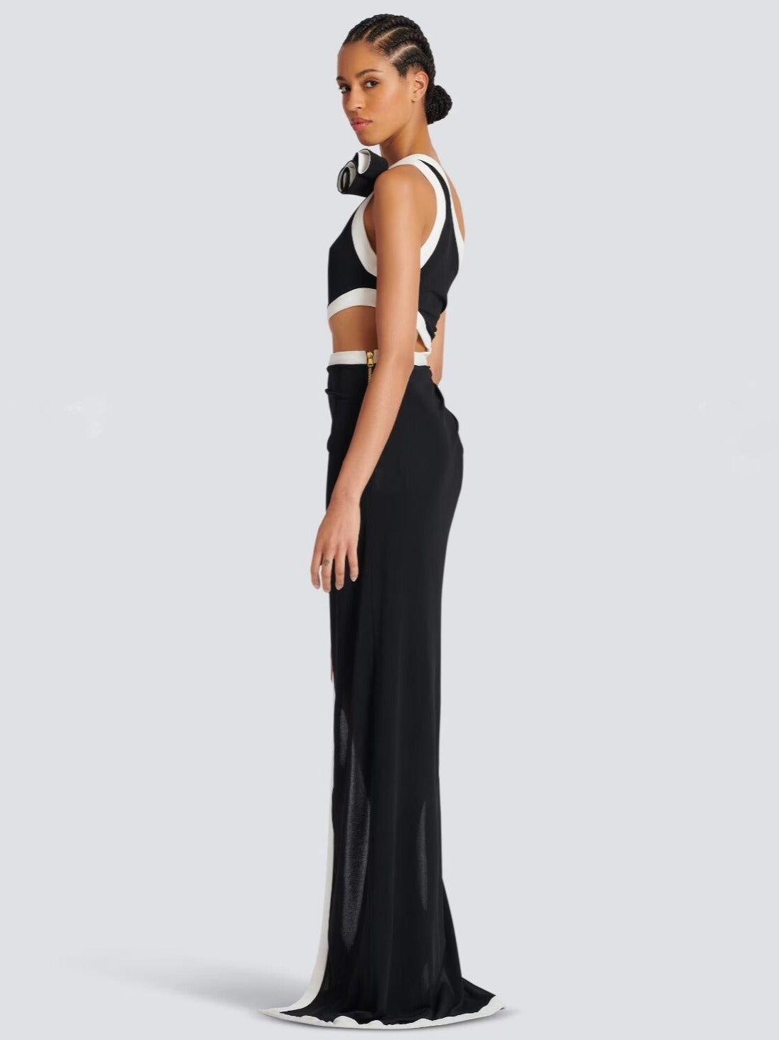 One shoulder sexy dress, spicy girl night high slit formal dress