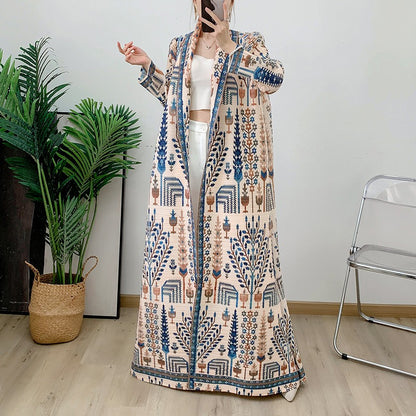 Long skirt fashionable and elegant cardigan pleated dress long robe