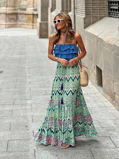 New Leisure Vacation Big Swing Long Skirt Half Skirt for Women