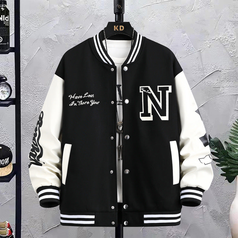 Baseball jacket, men's spring and autumn couple outfit, autumn and winter men's loose trendy brand American ins student jacket top