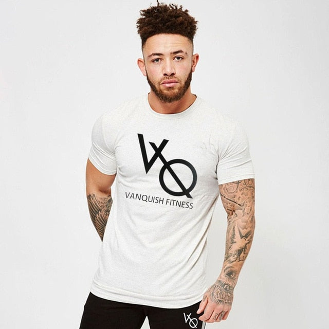 Sport T Shirt Men Cotton O-Neck Gym Training T shirt men Elastic tight Running T shirt Sport Bodybuilding Fitness shirt