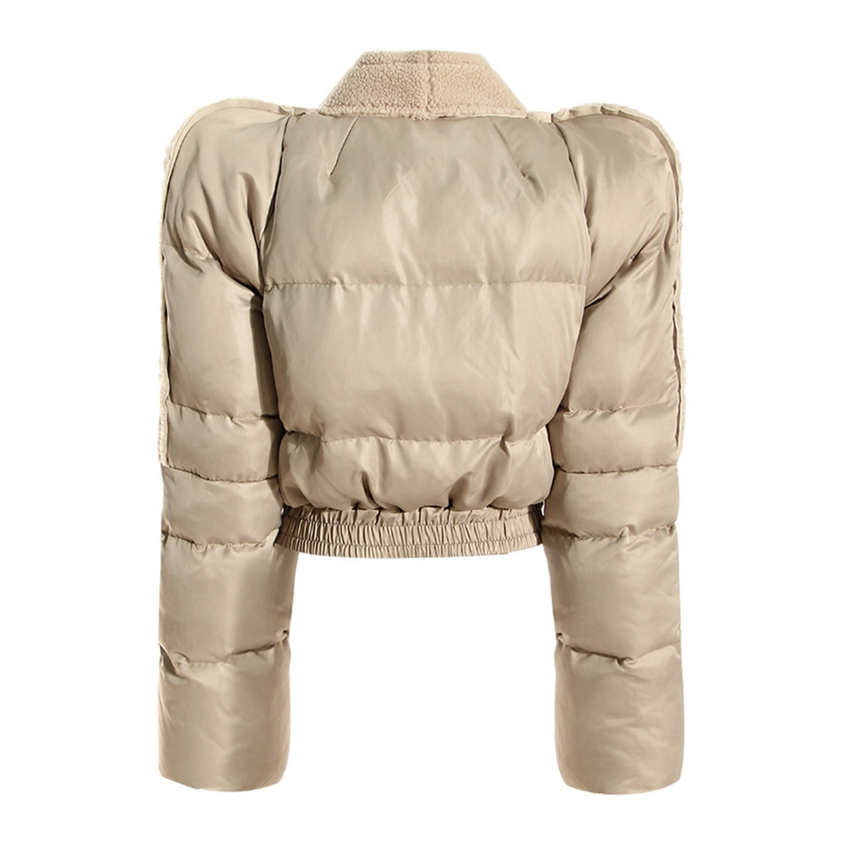 Cotton jacket with tower shoulder zipper plush splicing quilting exaggerated silhouette flying shoulder cotton jacket