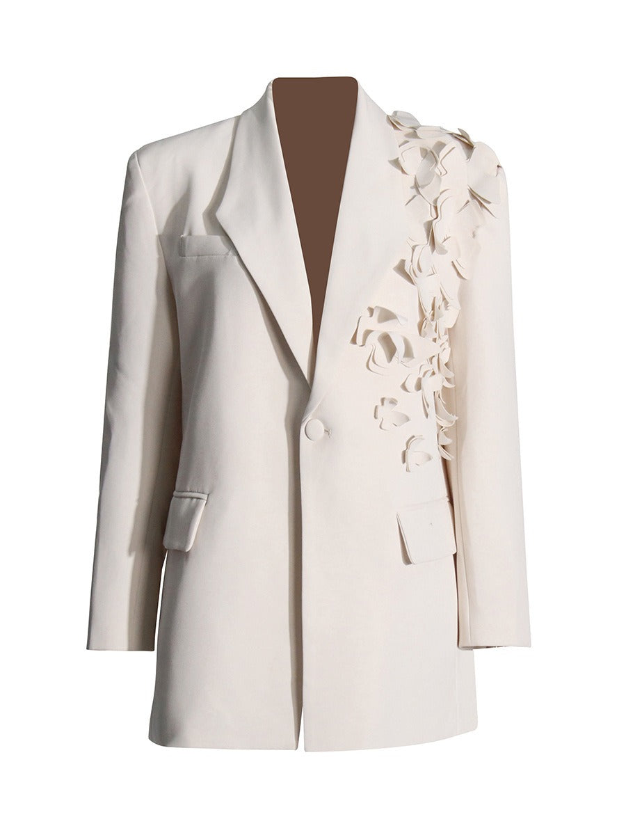 Splicing three-dimensional butterfly decoration suit jacket