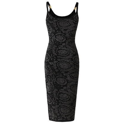 Show off your figure with a waistband knitted dress sexy spicy girl jacquard dress