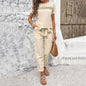 Women's spring and summer temperament casual short sleeved top and pants set