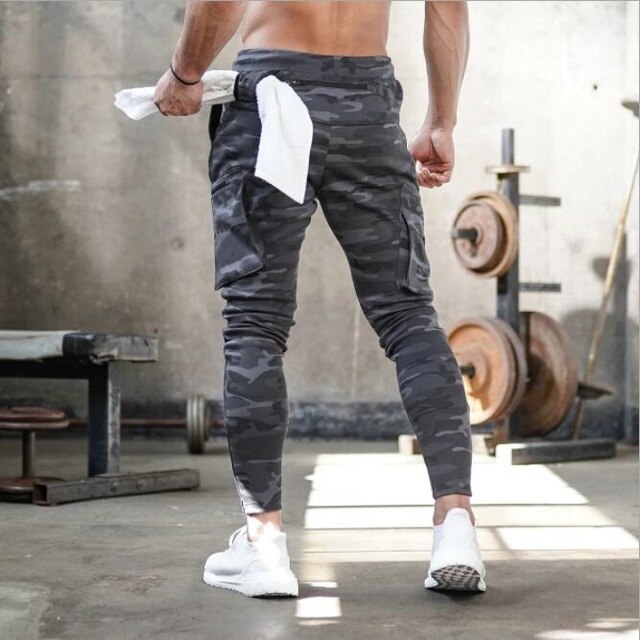 Mens Jogger Sweatpants Man Gyms Workout Fitness Cotton Trousers Male Casual Fashion Skinny Track Pants Zipper design Pants