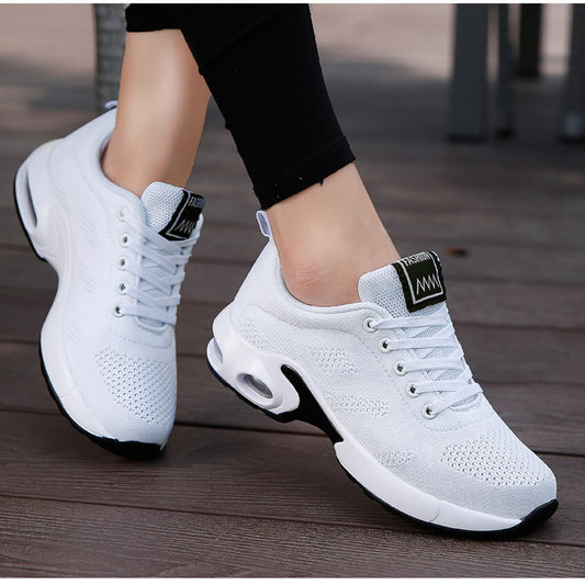 Flyknit sports and casual shoes with breathable soft sole and air cushion trendy student women's shoes