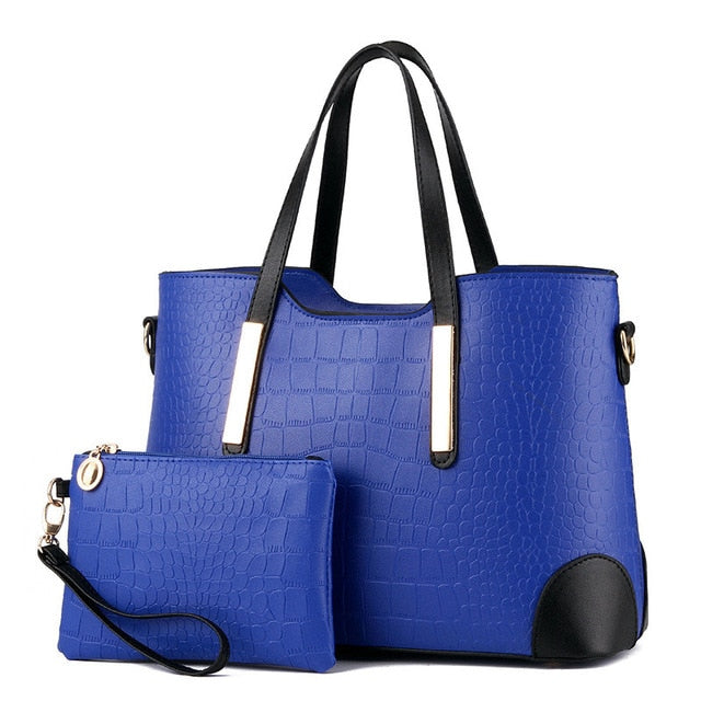 Women Bag Vintage Messenger Bags Shoulder Handbag Women Top-Handle Crocodile Pattern Composite Bag