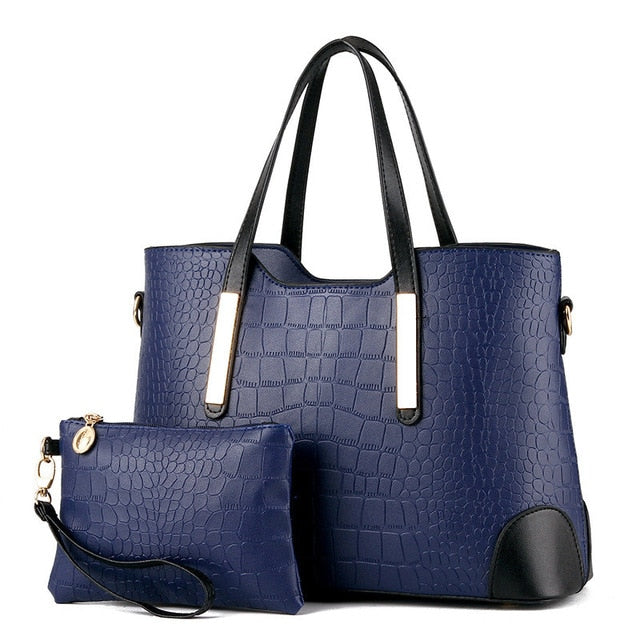 Women Bag Vintage Messenger Bags Shoulder Handbag Women Top-Handle Crocodile Pattern Composite Bag