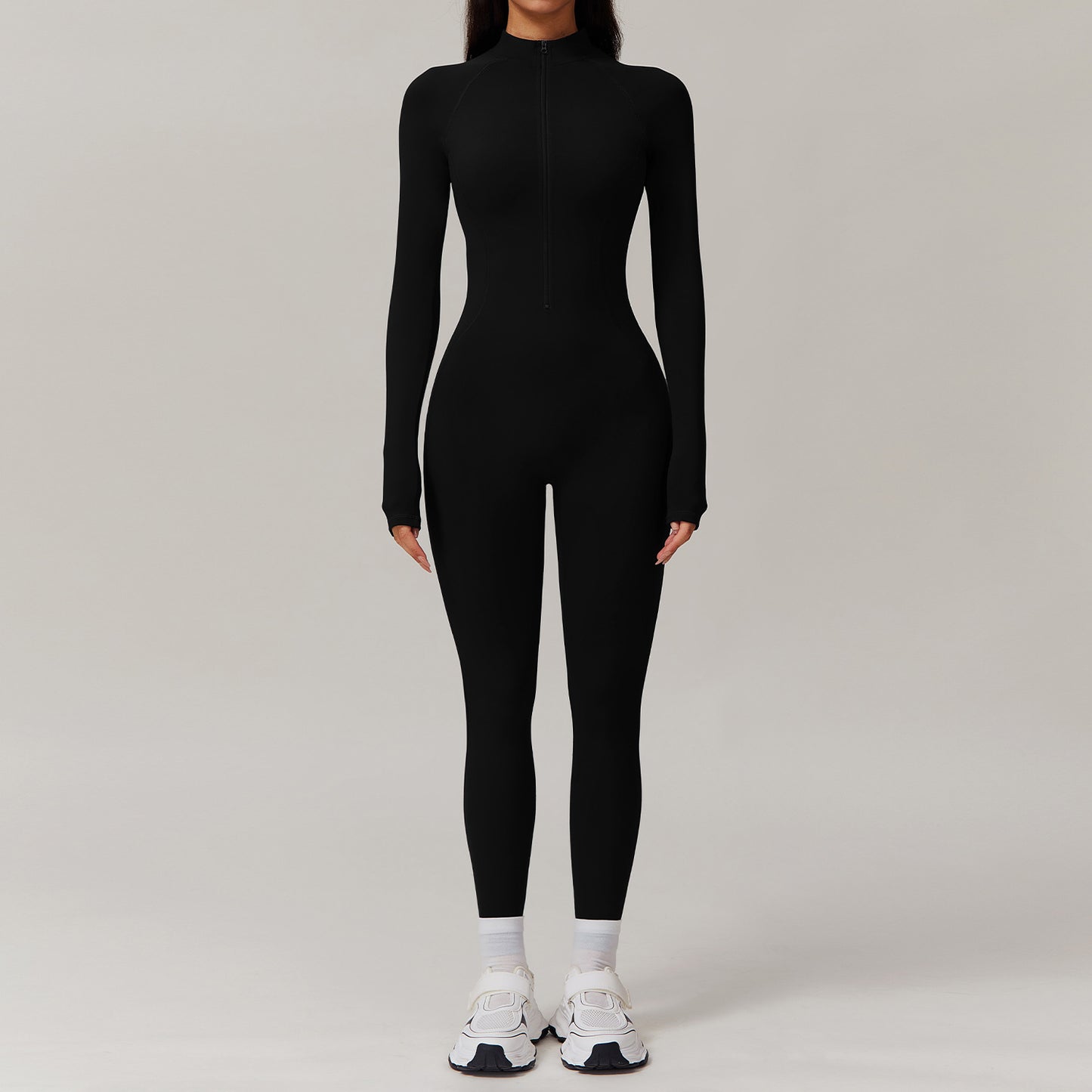 Naked waist hugging yoga jumpsuit, outdoor tight fitting and warm jumpsuit, running and fitness suit