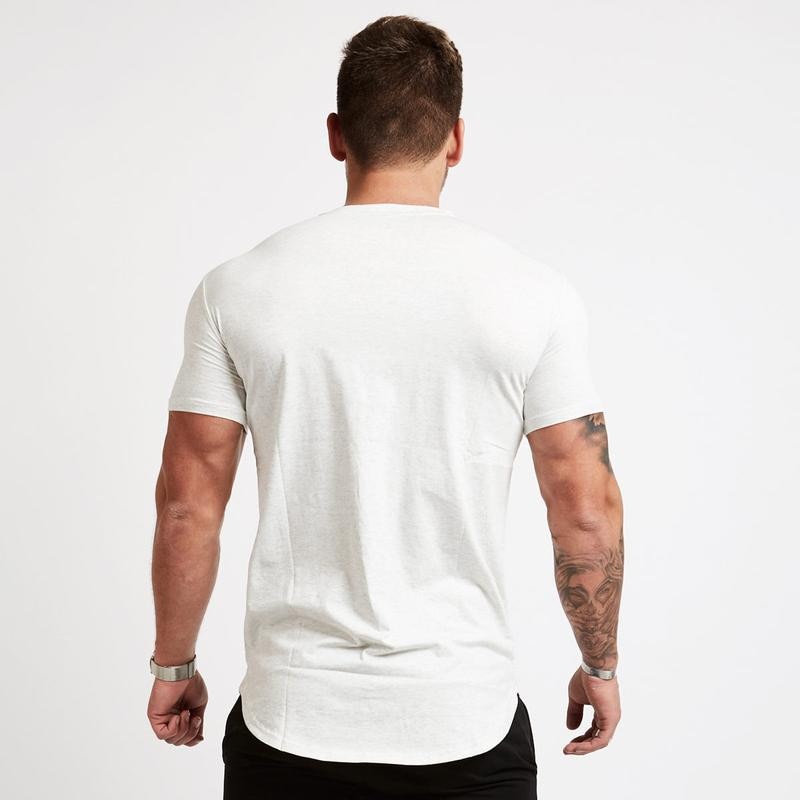 Spor T Shirt Erkek Pamuklu O-Boyun Spor Salonu Antrenman T Shirt Erkek Elastik Sıkı Koşu T Shirt Spor Vücut Geliştirme Fitness Gömleği