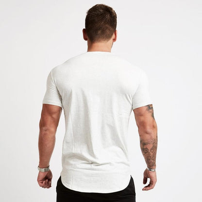 Sport T Shirt Men Cotton O-Neck Gym Training T shirt men Elastic tight Running T shirt Sport Bodybuilding Fitness shirt