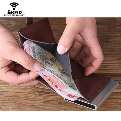 Men And Women Genuine Leather Credit card Case Pocket Box Business ID Card Holder Cover Birthaday Gifts