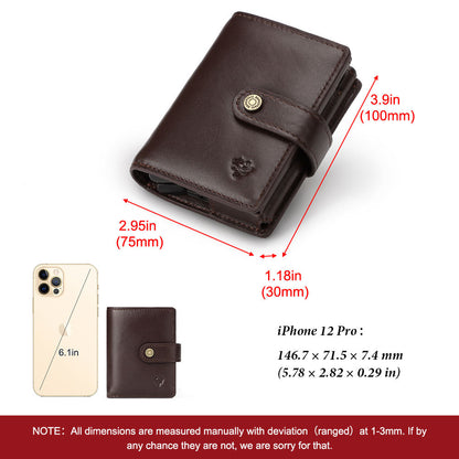 New Men's Leather Card Holder RFID Antimagnetic Short Wallet Retro Zipper Automatic Card Holder