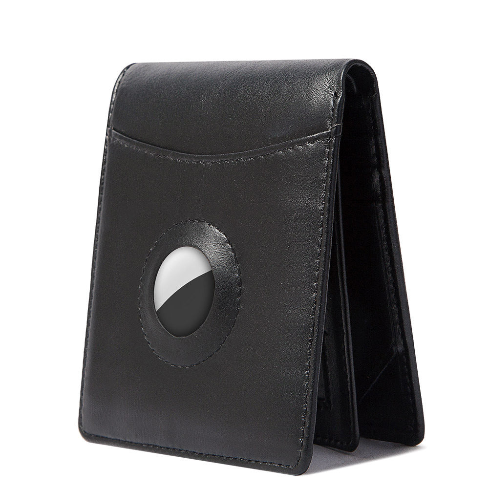 Suitable For AirTag Anti-Lost Device RFID Anti-Magnetic Wallet Large Capacity Multi Card First Layer Cowhide Men's Leather Wallet