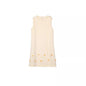 Summer French style small fragrance A-line skirt floral heavy industry nail bead round neck ribbon dress sleeveless