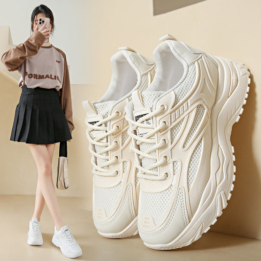 Dad's shoes, women's casual sports shoes, comfortable running, easy to wear white shoes