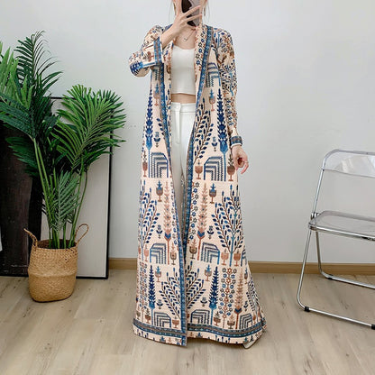 Long skirt fashionable and elegant cardigan pleated dress long robe