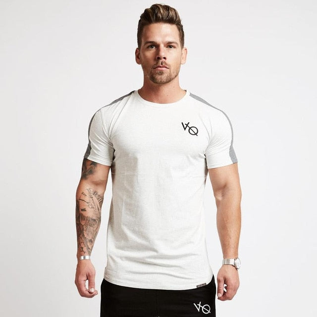 Spor T Shirt Erkek Pamuklu O-Boyun Spor Salonu Antrenman T Shirt Erkek Elastik Sıkı Koşu T Shirt Spor Vücut Geliştirme Fitness Gömleği