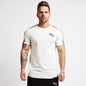 Sport T Shirt Men Cotton O-Neck Gym Training T shirt men Elastic tight Running T shirt Sport Bodybuilding Fitness shirt