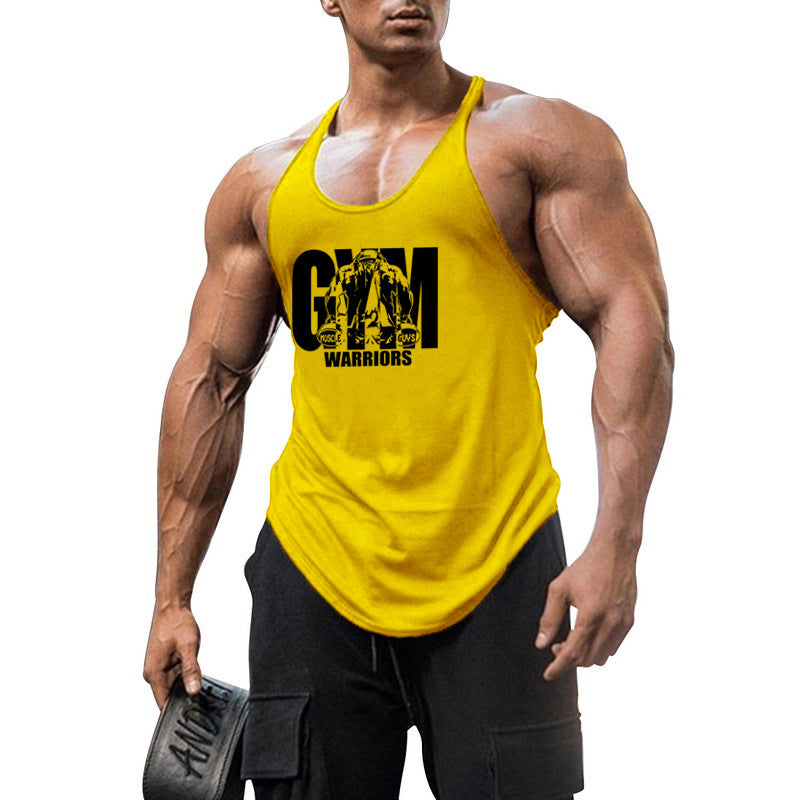 Cotton fitness vest GYM WARRIORS sport deep digging thin shoulder strap shirt