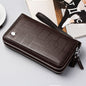 WEIXIER  New Genuine Leather Clutch Cellphone Long Wallet Men's Simple Multifunctional Cow Leather Zipper Money Business bag