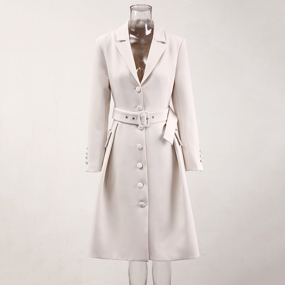 Belt and waist collection fashionable temperament single breasted solid color trench coat women's three-dimensional