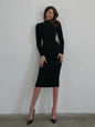 Knitted skirt women's solid color woolen tight fitting sexy dress