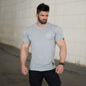 Spor T Shirt Erkek Pamuklu Kuru Fit Spor Salonu Antrenman T-Shirt Erkek Rashgard Koşu Gömleği Spor Giyim Spor Vücut Geliştirme Gömleği Fitness Üst