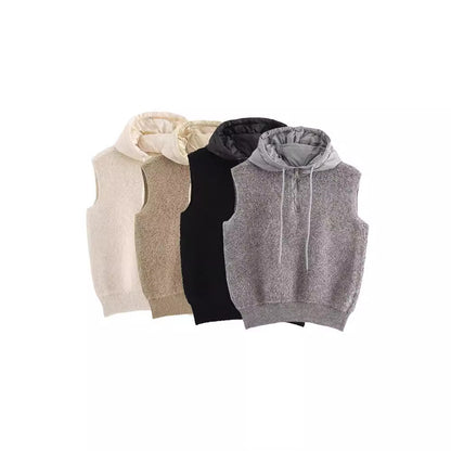 French fashion  towel thick casual half zipper hooded knitted vest